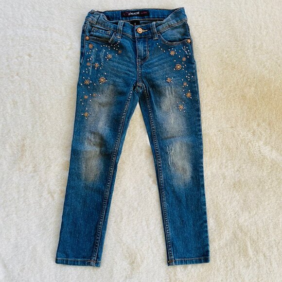 Girl's Outfit size 6 Jordache Bejeweled Distressed Jeans & Tasseled Fringe Tank - Picture 2 of 16